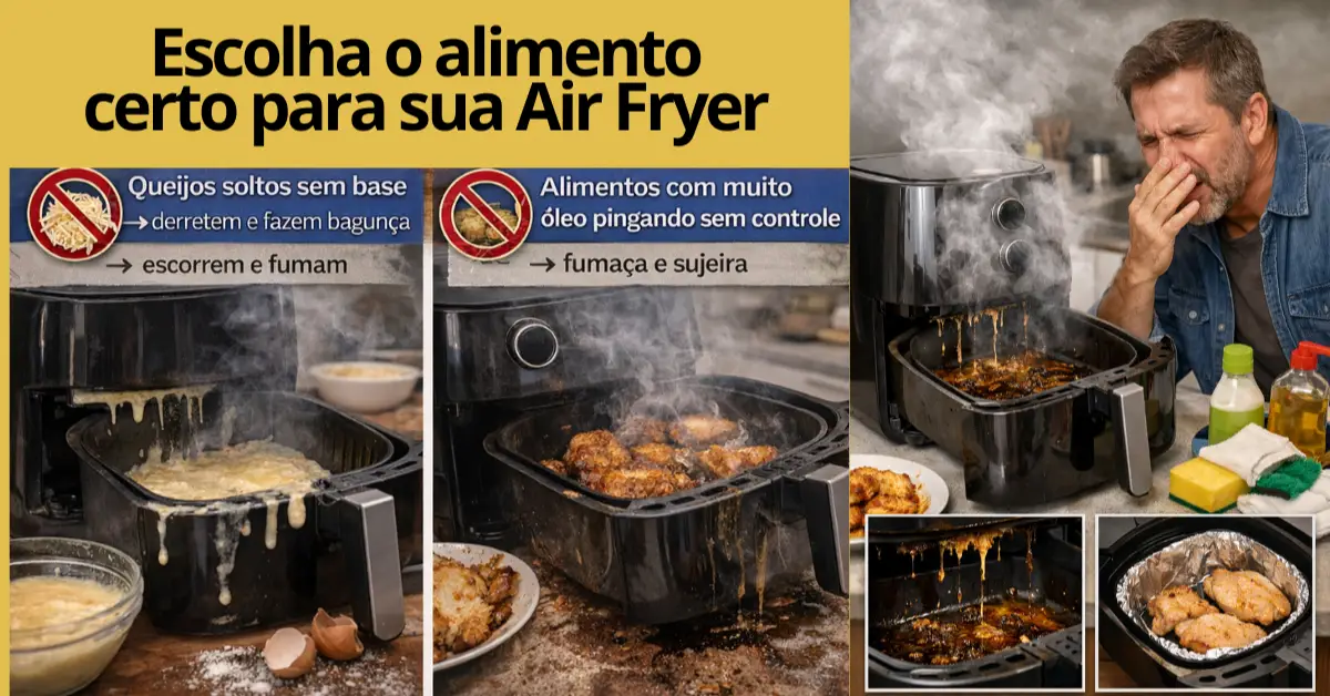 Air Fryer soltando fumaça