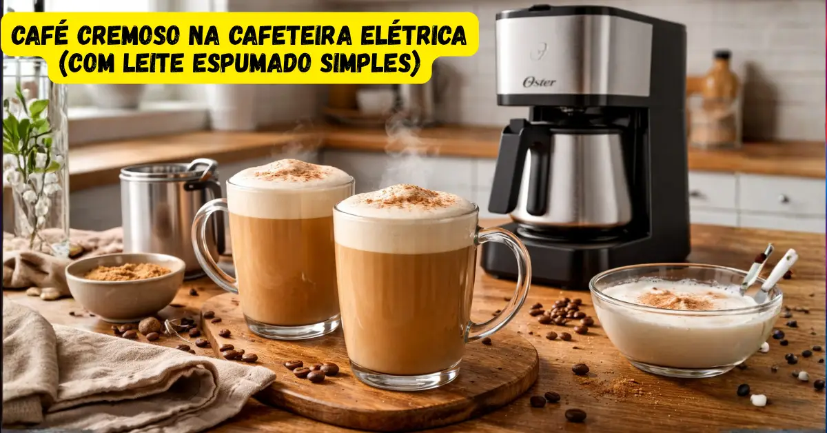 café cremoso na cafeteira elétrica