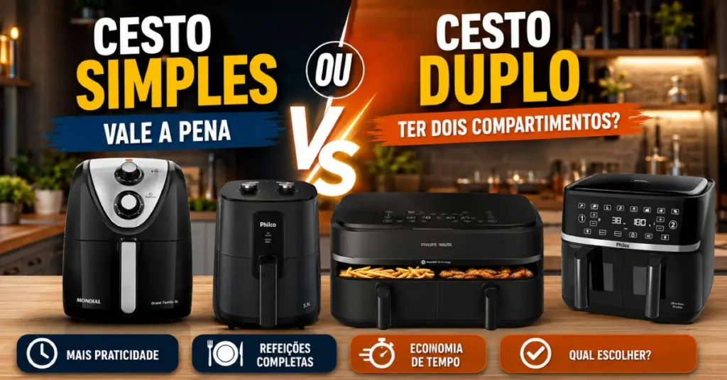 Air Fryer de Cesto Simples ou Duplo