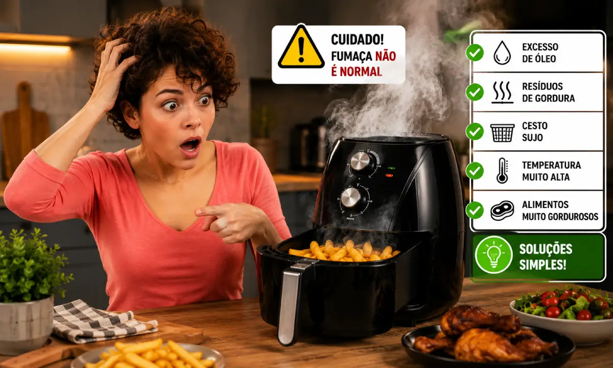 Air Fryer soltando fumaça