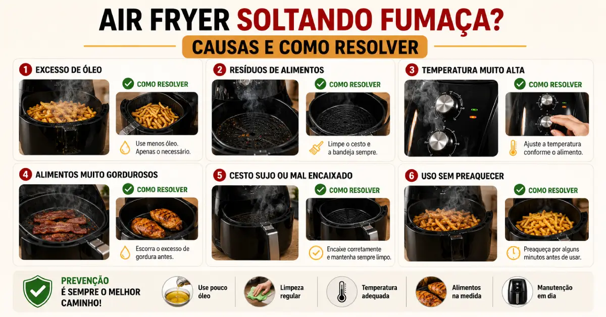 Air Fryer soltando fumaça
