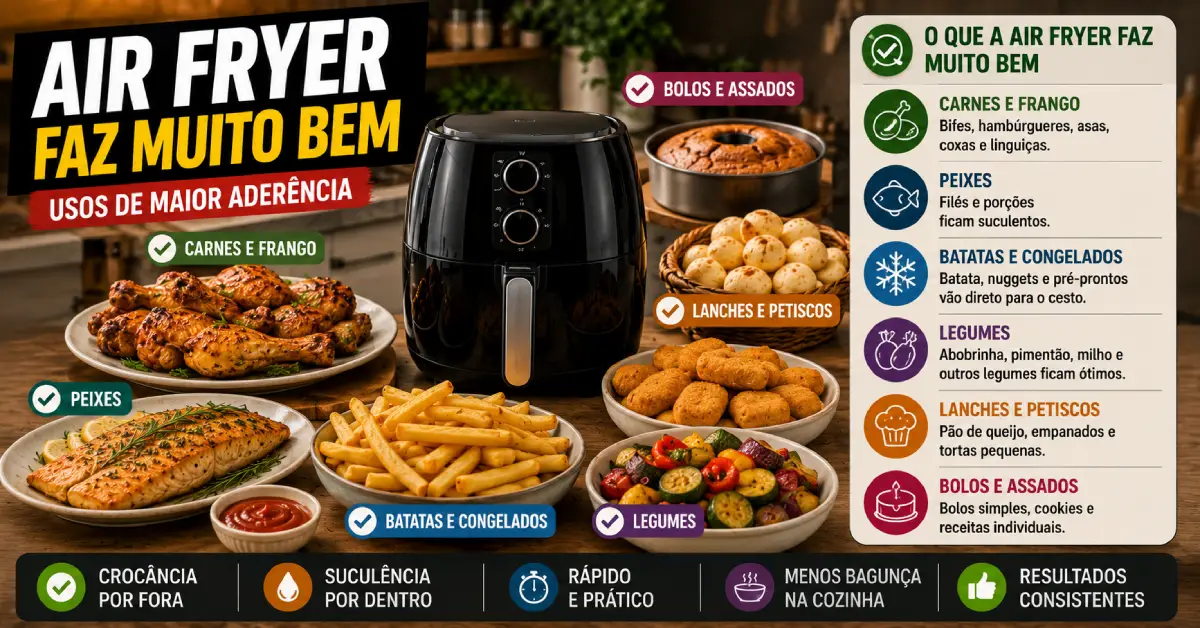 Air Fryer Serve para Tudo