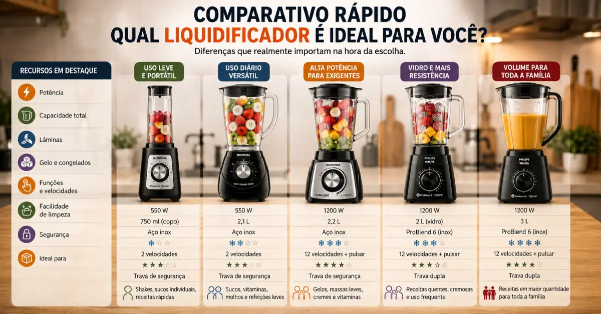 Melhores liquidificadores por perfil
