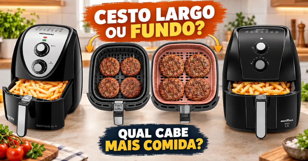 Air Fryer com Cesto Largo ou Fundo