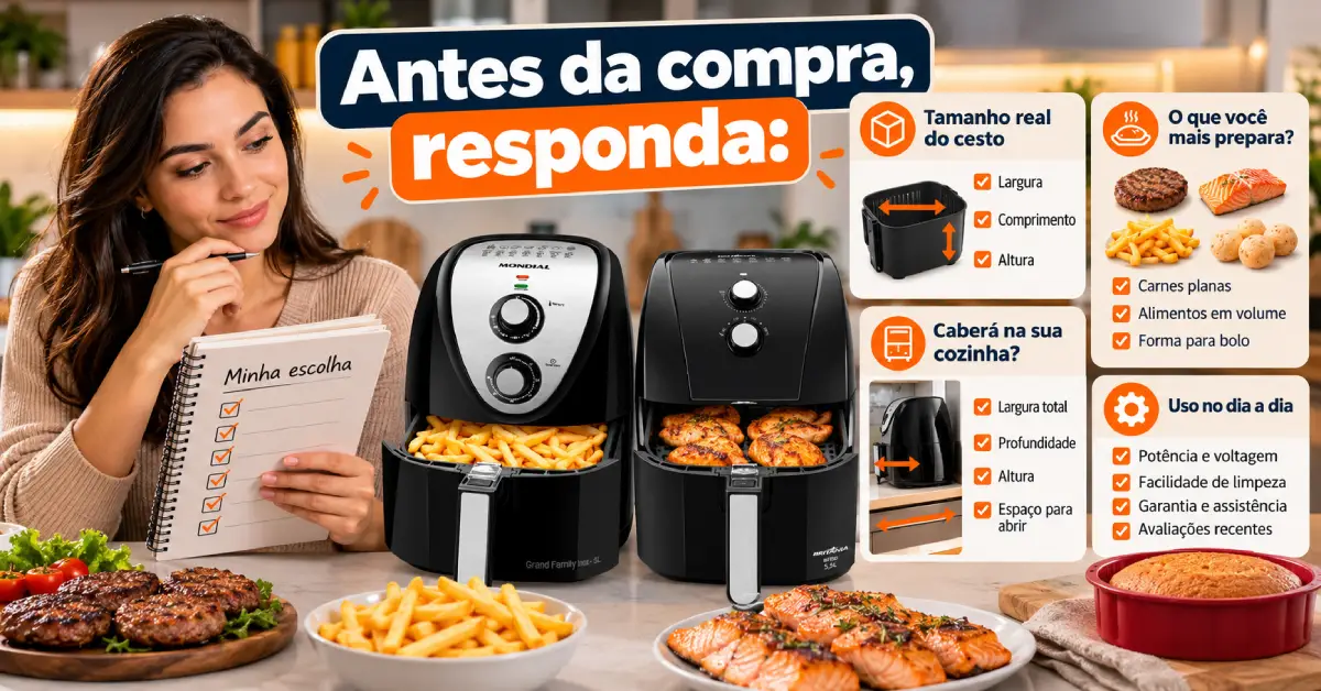 Air Fryer com Cesto Largo ou Fundo