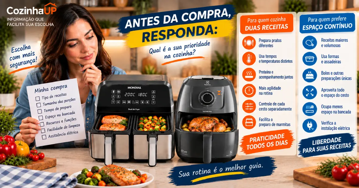 air fryer de cesto duplo ou cesto único
