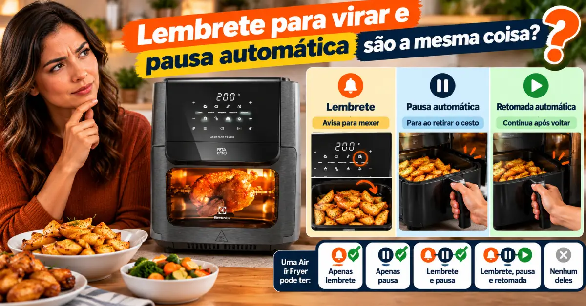 Air Fryer com Lembrete para Virar Alimentos