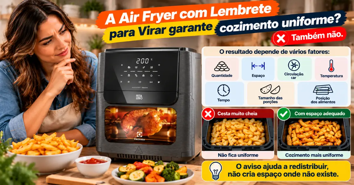 Air Fryer com Lembrete para Virar Alimentos