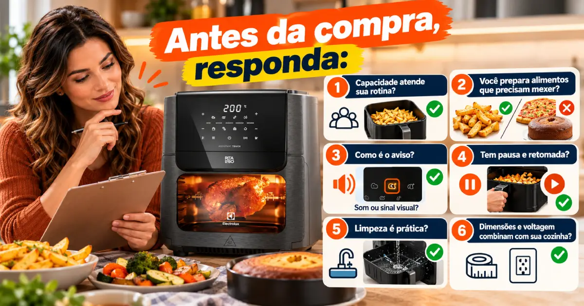 Air Fryer com Lembrete para Virar Alimentos