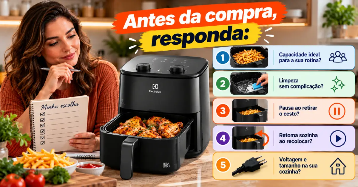 Air Fryer com Pausa Automática