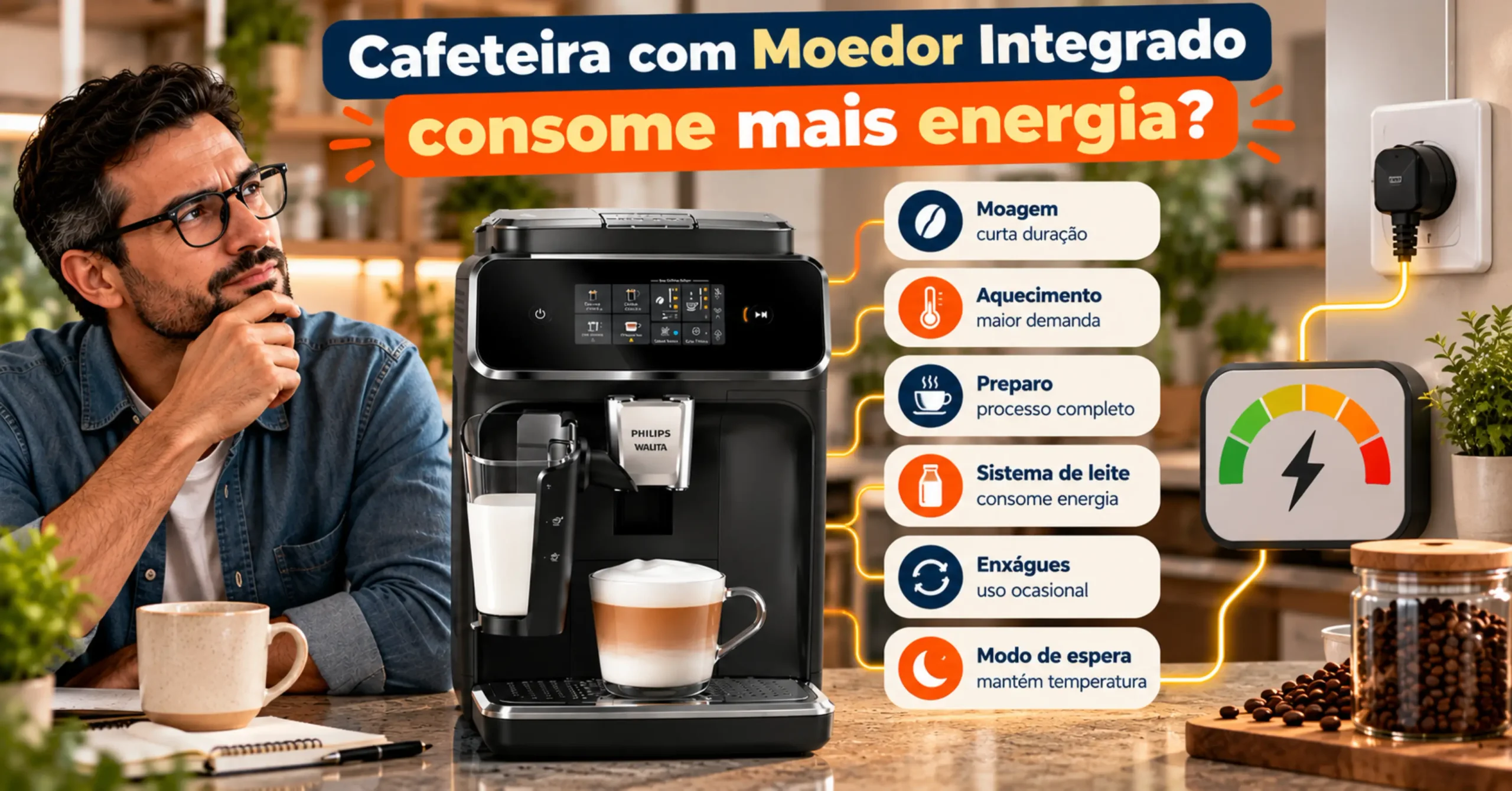 Cafeteira com Moedor Integrado