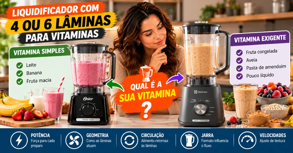 Liquidificador com 4 ou 6 Lâminas