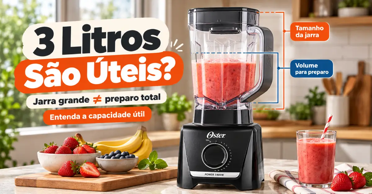 Liquidificador 3 Litros Tem 3L Úteis