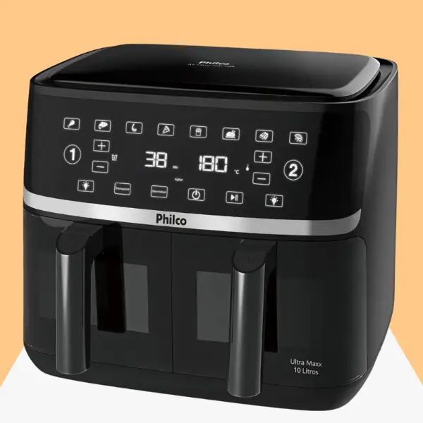 fritadeira-air-fryer-philco-dual-zone-10l-2000w-paf10a-visor-glass fritadeira-air-fryer-philco-dual-zone-10l-2000w-paf10a-visor-glass